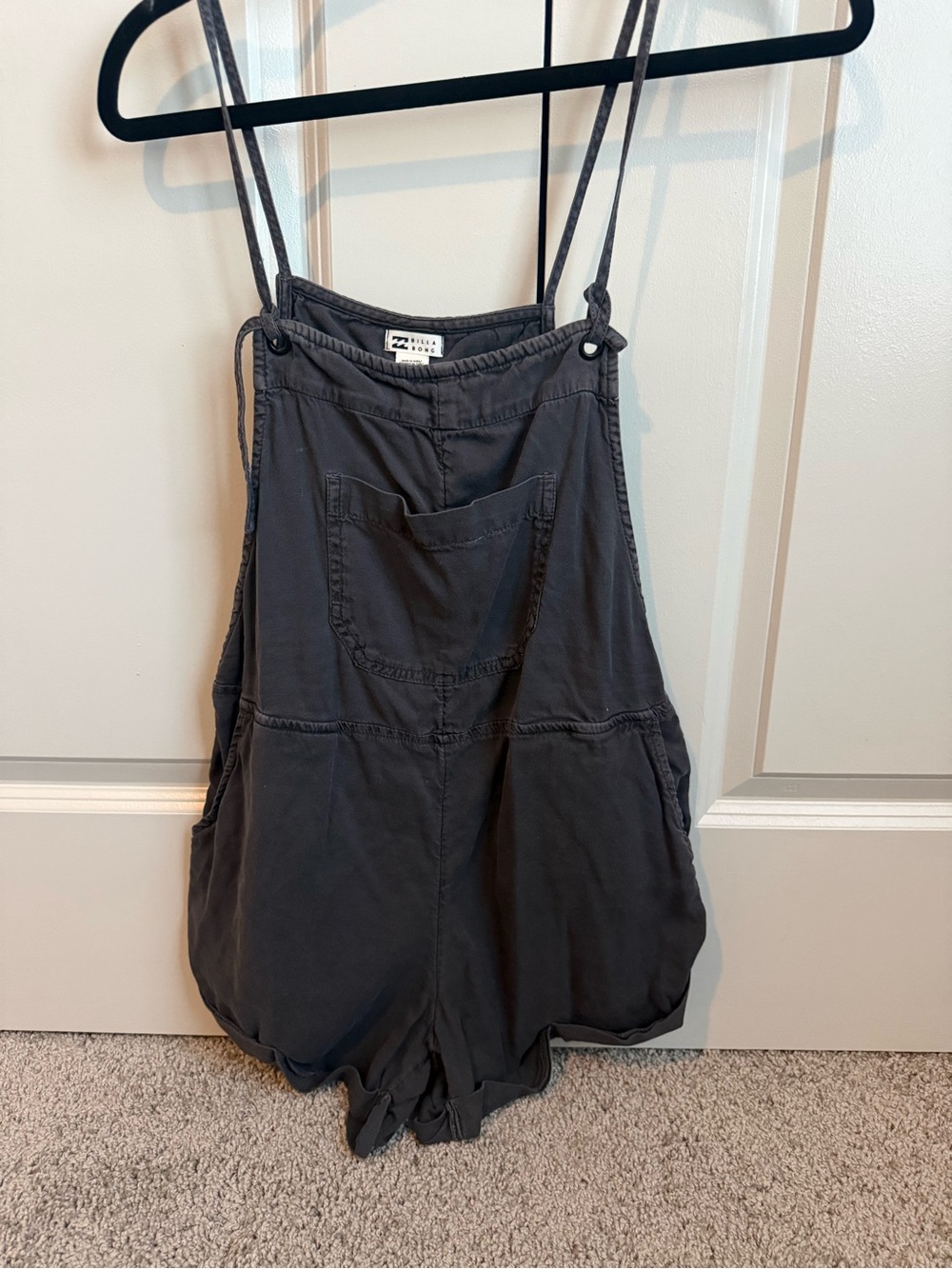 Billabong Charcoal Gray Women's Denim-Style Overall Romper